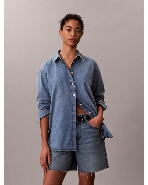 Calvin Klein Blue Oversized Denim Shirt