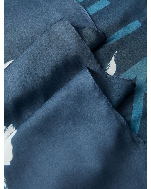 Calvin Klein Blue Square Floral Logo Scarf