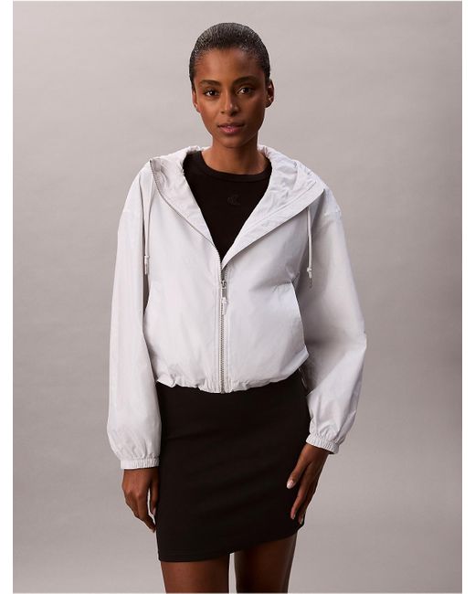 Calvin Klein White Emblem Logo Jacquard Wind Jacket