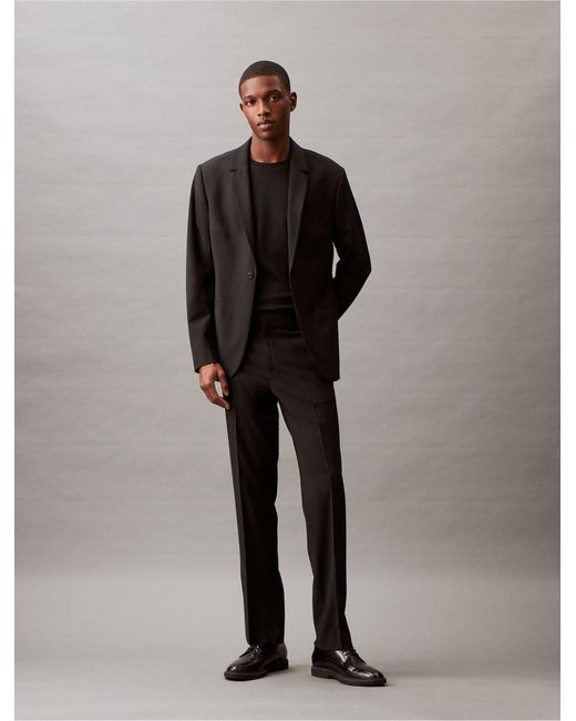 Calvin Klein Black Tropical Wool Blend Slim Fit Blazer for men