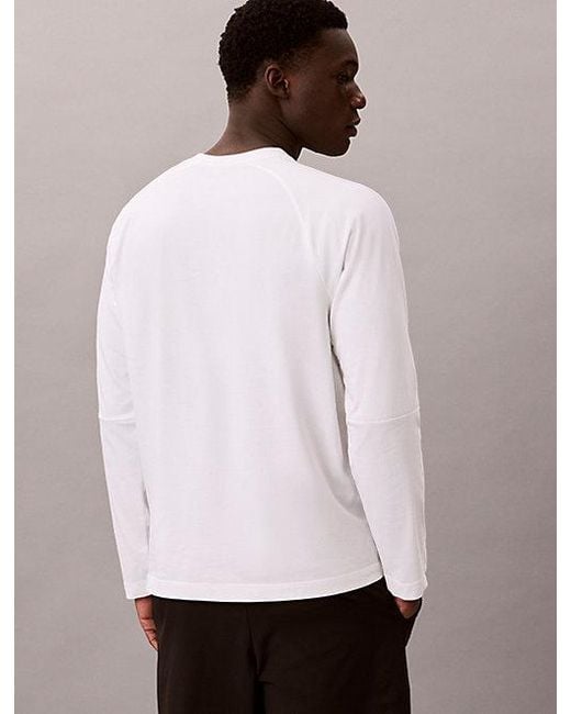 Calvin Klein White Sport Performance Long Sleeve Gym T-Shirt for men