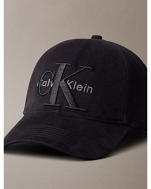 Calvin Klein Black Layered Monogram Logo Graphic Baseball Cap for men