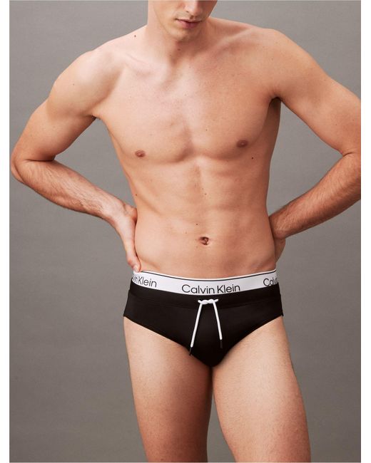 Calvin Klein Black Double Waistband Swim Brief for men