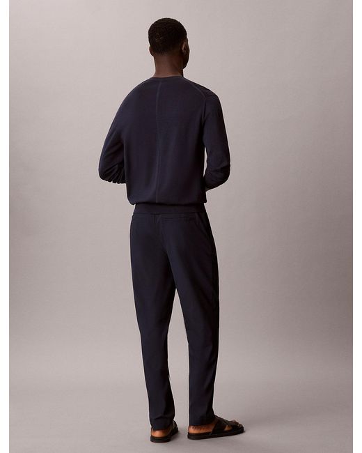 Calvin Klein Blue Seersucker Pull-On Trousers for men