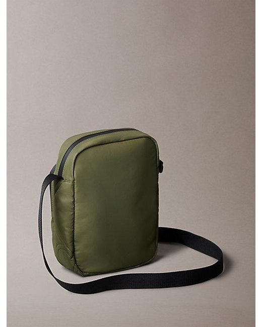 Calvin Klein Green Puffer Monogram Logo Reporter Bag for men