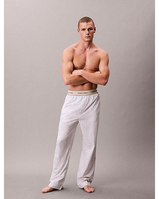 Calvin Klein Pyjamabroek Van Poplinkatoen in het Pink voor heren