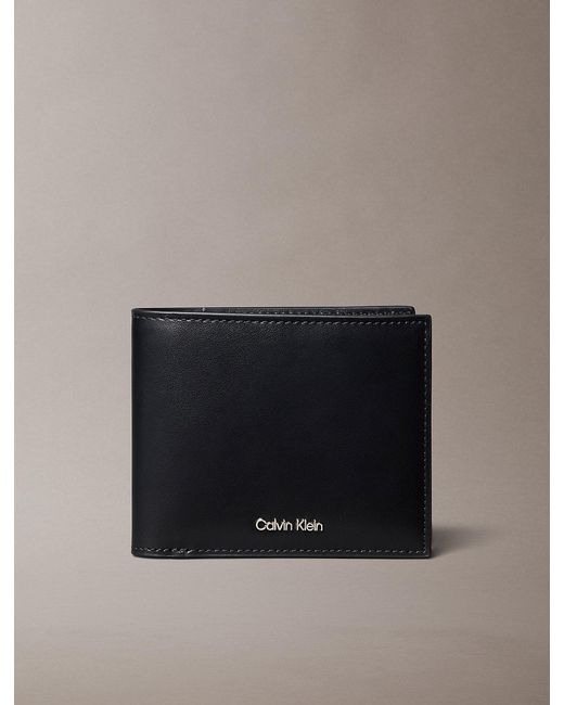 Calvin Klein Black Leather Rfid Slimfold Wallet for men