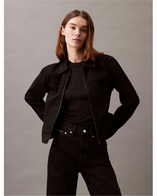Calvin Klein Black Refined Denim Zip Jacket