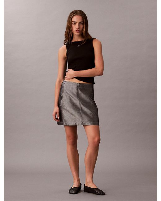Canotta Di Cotone A Costine Con Stemma di Calvin Klein in Black