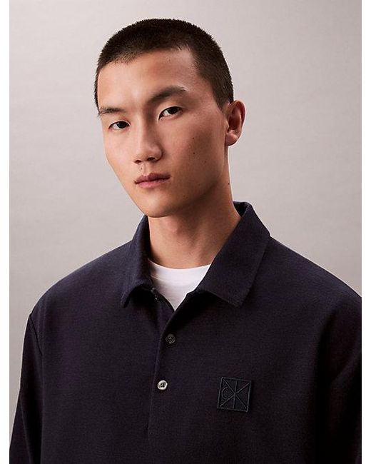 Calvin Klein Blue Monogram Logo Emblem Relaxed Jumper for men