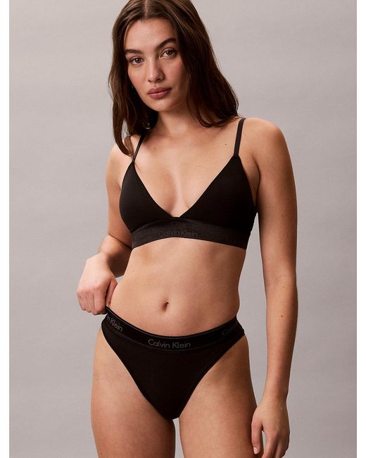 Calvin Klein Black Metallic Lightly Lined Triangle Bralette