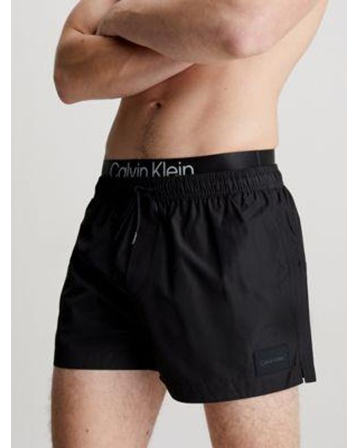 Bañador corto con cinturilla doble - CK Steel Calvin Klein de hombre de color Black