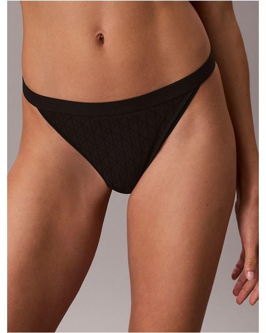 Calvin Klein Brown Embossed Emblem String Thong