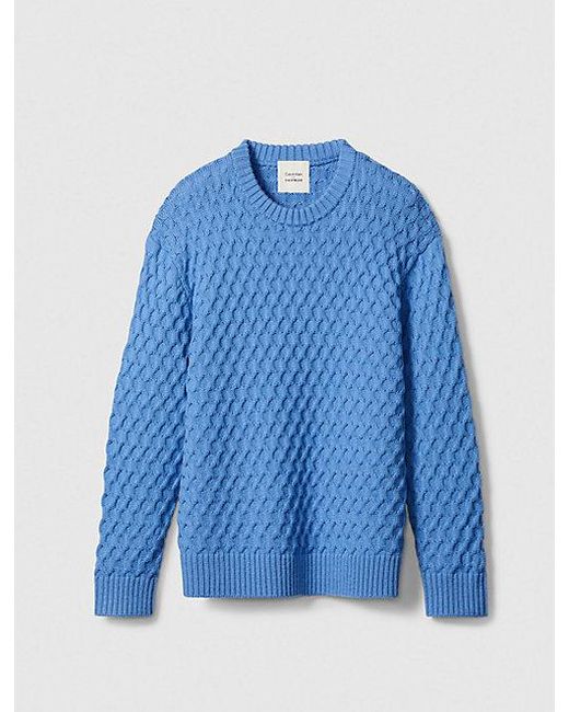 Calvin Klein Merinowol Trui Met Ronde Hals in het Blue voor heren