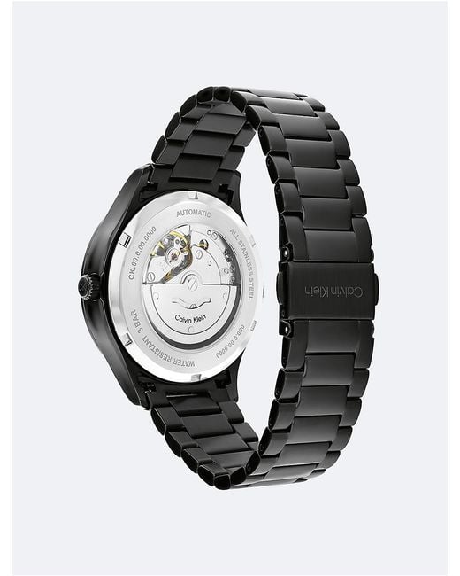 Calvin Klein Black Automatic H-Link Bracelet Watch for men