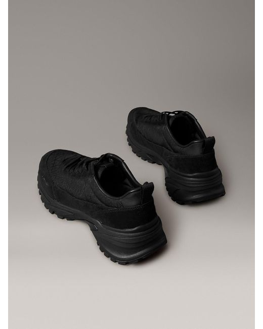 Calvin Klein Black Suede And Emblem Logo Nylon Trainers for men