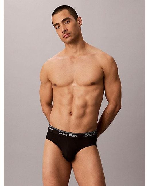 Calvin Klein Black 3 Pack Hip Briefs Microfibre Stretch for men