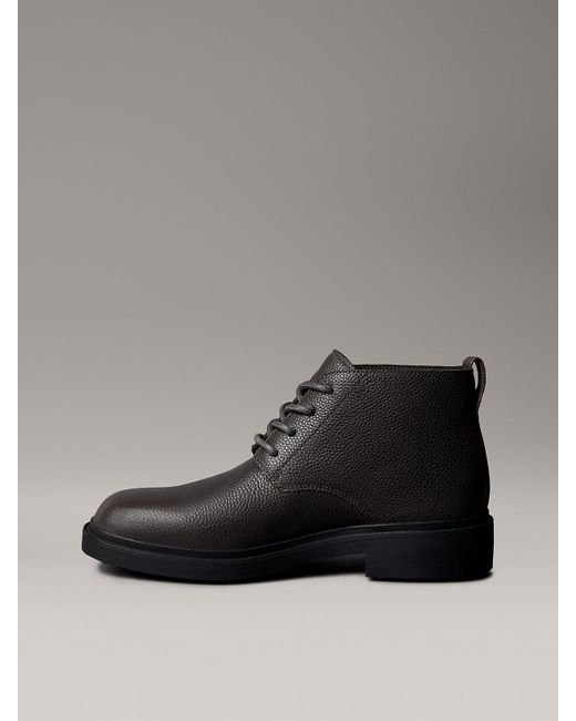 Calvin Klein Black Leather Airfit Lugged Desert Boots for men