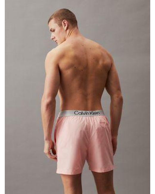 Bañador de largo medio con cordón - CK Steel Calvin Klein de hombre de color Pink