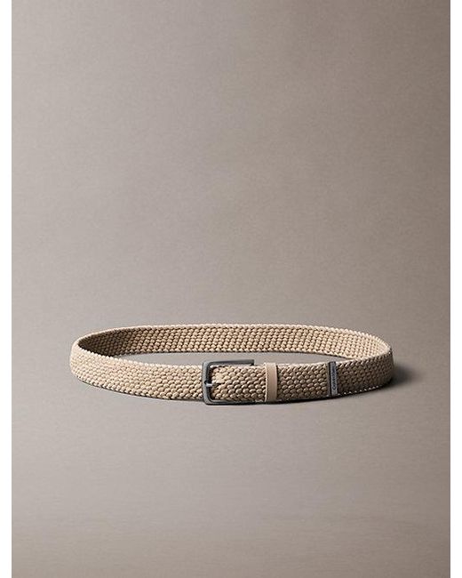 Calvin Klein Brown Braided Logo Tip Belt for men