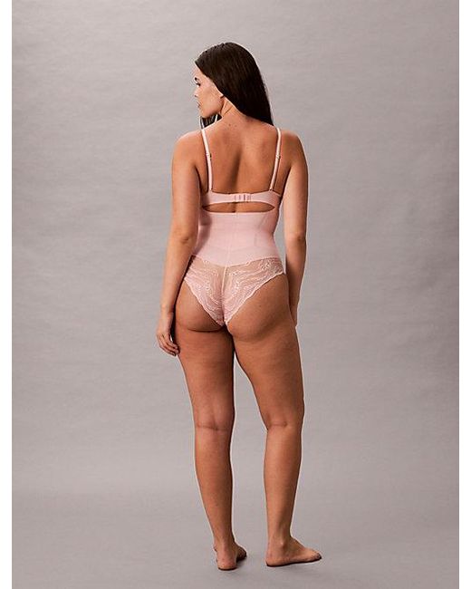 Calvin Klein Gray Shapewear Bodysuit Sensual Stretch Lace