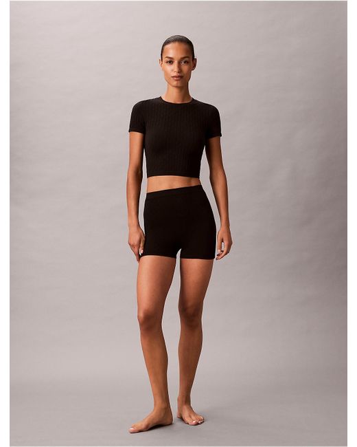 Calvin Klein Black Rib Emblem Seamless Shortie
