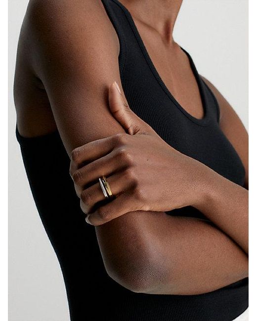 Calvin Klein Metallic 2-Teiliges Ring-Set Mit Drehdetail