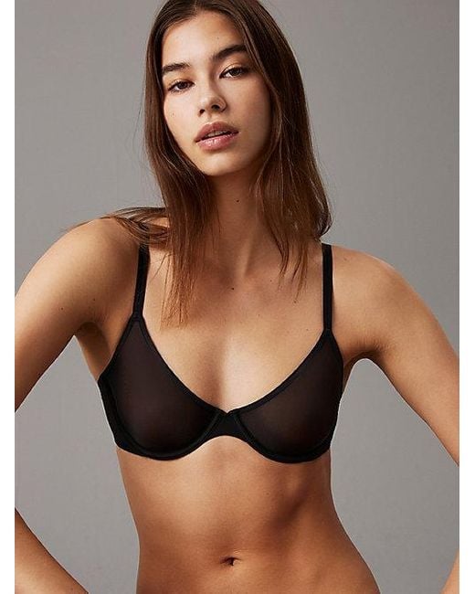 Calvin Klein Black Unlined Demi Bra Sheer Marquisette