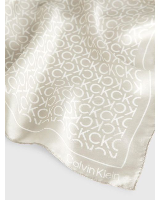 Calvin Klein White Silk Logo Scarf