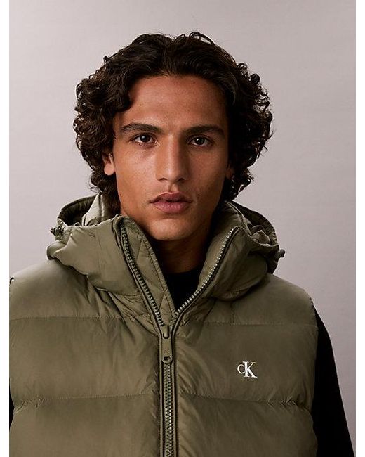 Calvin Klein Green Jeans Hooded Down Puffer Gilet for men