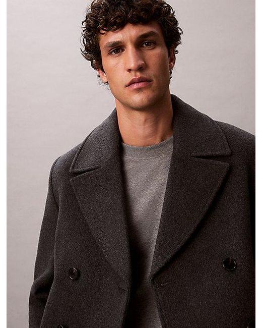 Calvin Klein Multicolor Double Faced Wool Blend Peacoat for men