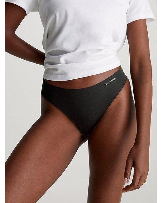 Calvin Klein Black Thong Invisibles Cotton