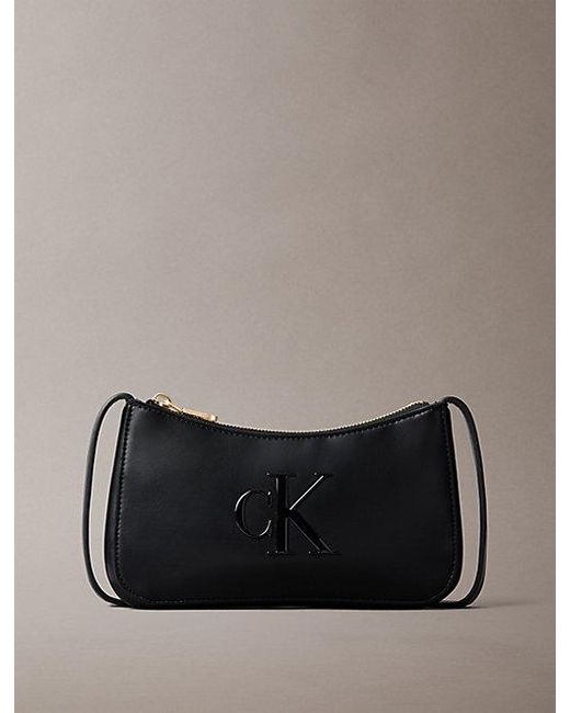 Calvin Klein Gray Embossed Monogram Mini Shoulder Bag