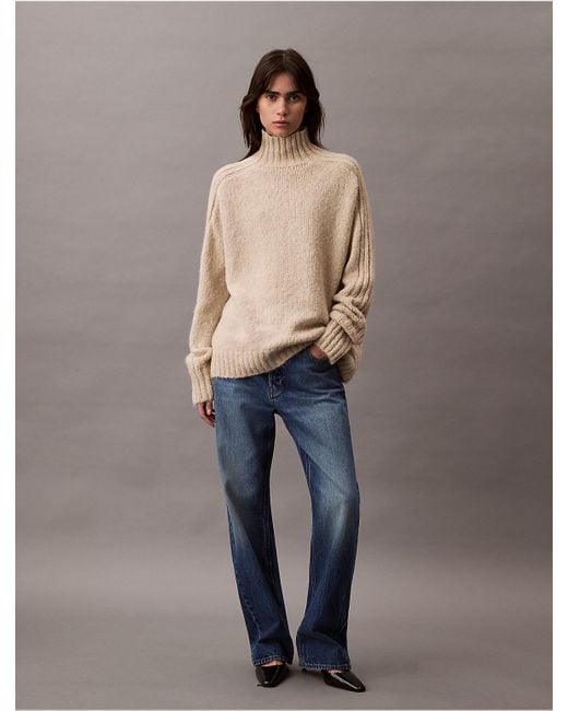 Calvin Klein Blue Relaxed Turtleneck Sweater