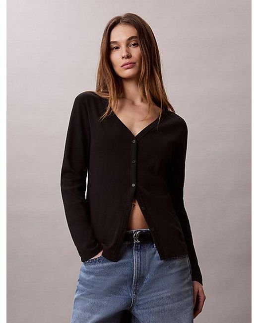 Calvin Klein Black Jeans Slim Ribbed Cotton Cardigan