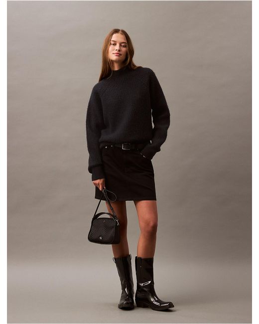 Calvin Klein Black Ribbed Top Flap Bag