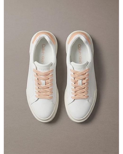 Calvin Klein Metallic Leather Durable Traction Chunky Trainers