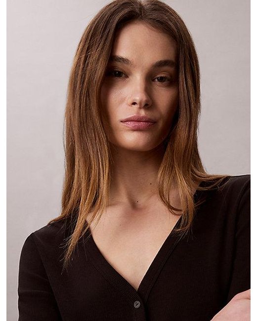 Calvin Klein Black Jeans Slim Ribbed Cotton Cardigan