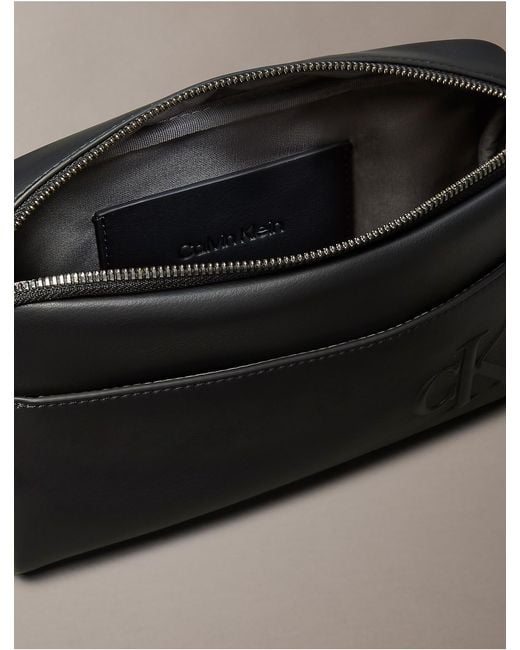 Calvin Klein Gray Embossed Monogram Camera Bag for men