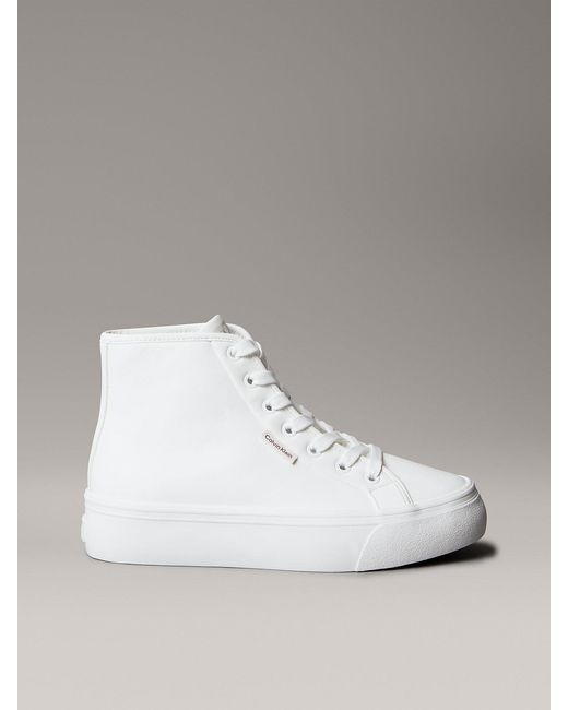 Calvin Klein White Leather High-Top Platform Trainers