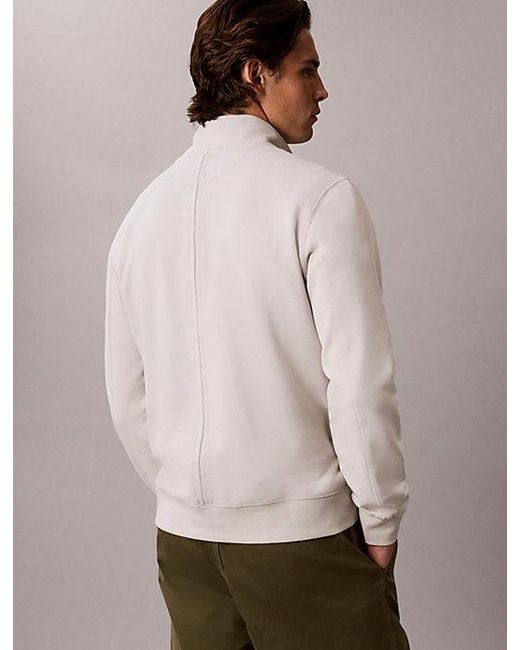 Calvin Klein Brown Jeans Cotton Terry Quarter Zip Sweatshirt for men