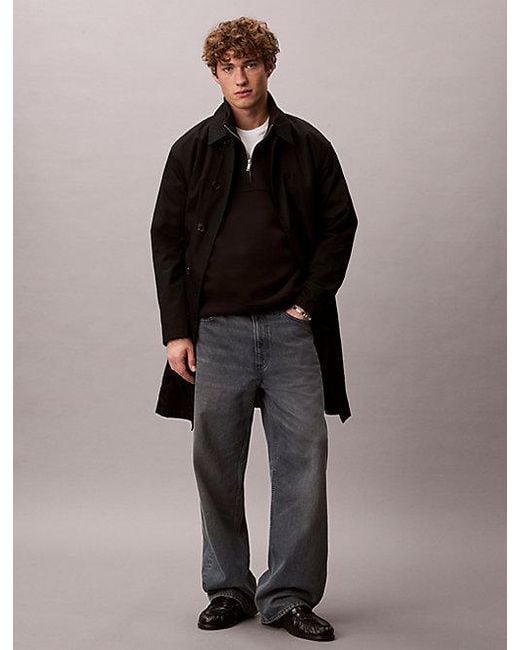 Calvin Klein Black Relaxed Zip Collar Sweatshirt for men