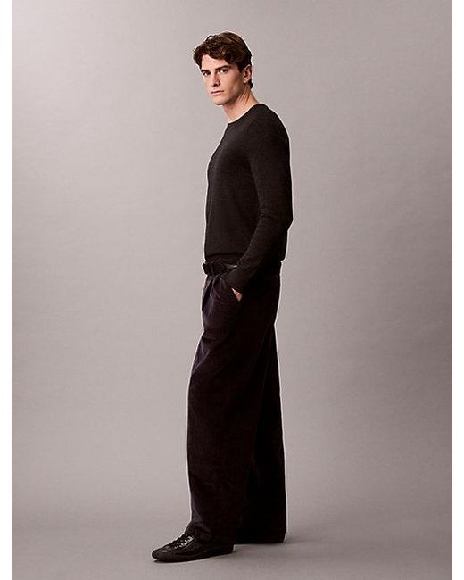 Calvin Klein Multicolor Jeans Corduroy Pleated Wide Leg Trousers for men