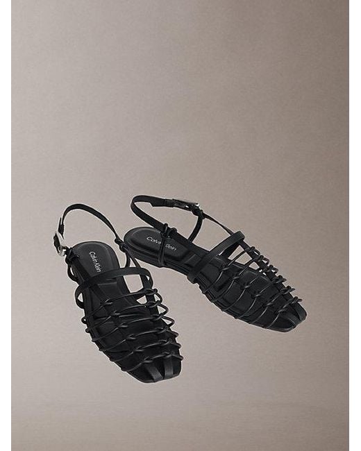 Calvin Klein Black Liliana Leather Strappy Ballerinas