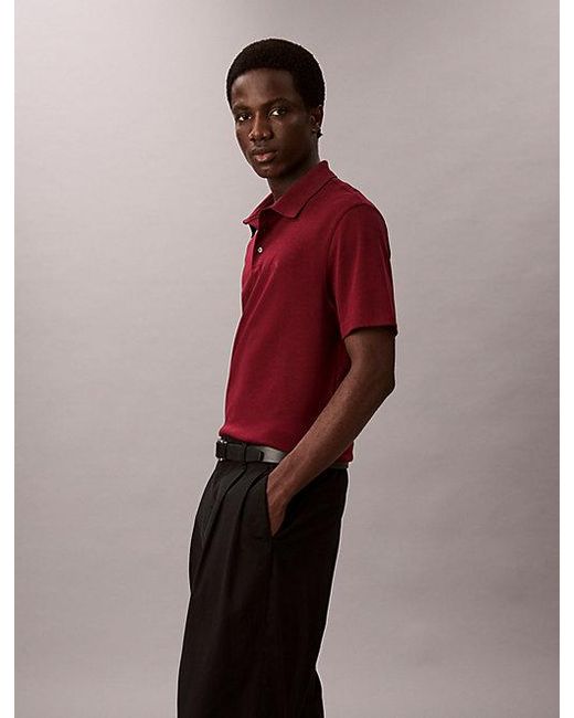 Calvin Klein Red Pima Cotton Polo Shirt for men