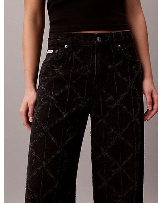Calvin Klein White Jeans Low Rise Baggy Logo Jeans