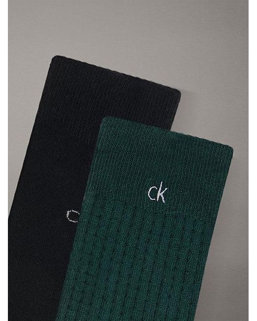 Calvin Klein Green 2 Pack Soft Cotton Waffle Crew Socks for men