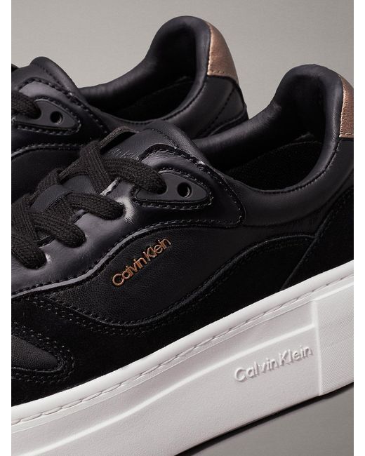 Baskets compensées en cuir Calvin Klein en coloris Gray