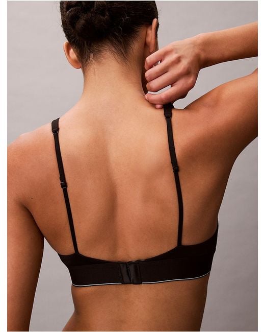 Calvin Klein Black Graphic Monogram Microfiber Stretch Lightly Lined Triangle Bralette