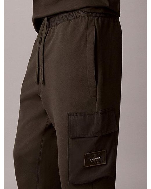 Calvin Klein Brown Cotton Terry Cargo Joggers for men